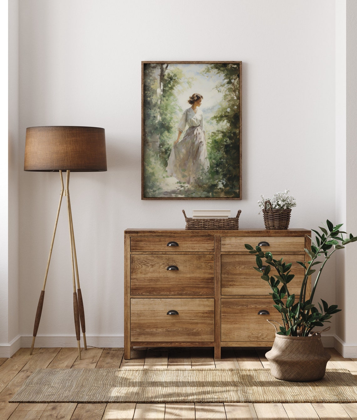 Vintage Woman Walking Garden Print Secret Garden Art Print Farmhouse Spring Garden Decor Countryside Garden Download - Image 6