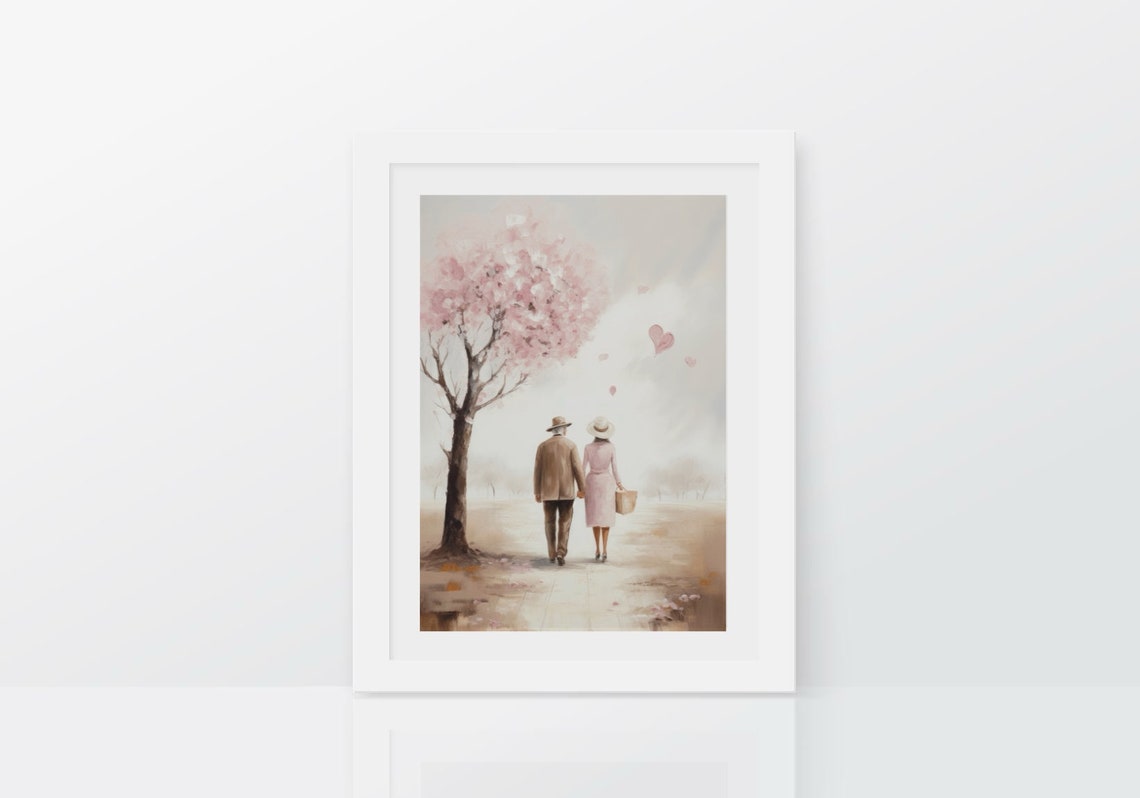 Couple Cherry Blossom Walk Pink Hearts Romantic Valentine Poster - Image 5