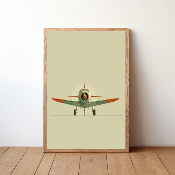 Minimalist Cessna Plane Poster Modern Aviation Wall Art Small Aircraft In Sky Print Simple Pilot Decor Clean Flight Illustration Avi38