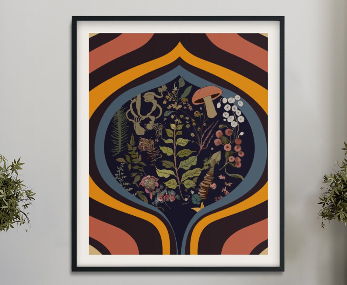 Botany Vintage Illustration, Retro Floral Art Print