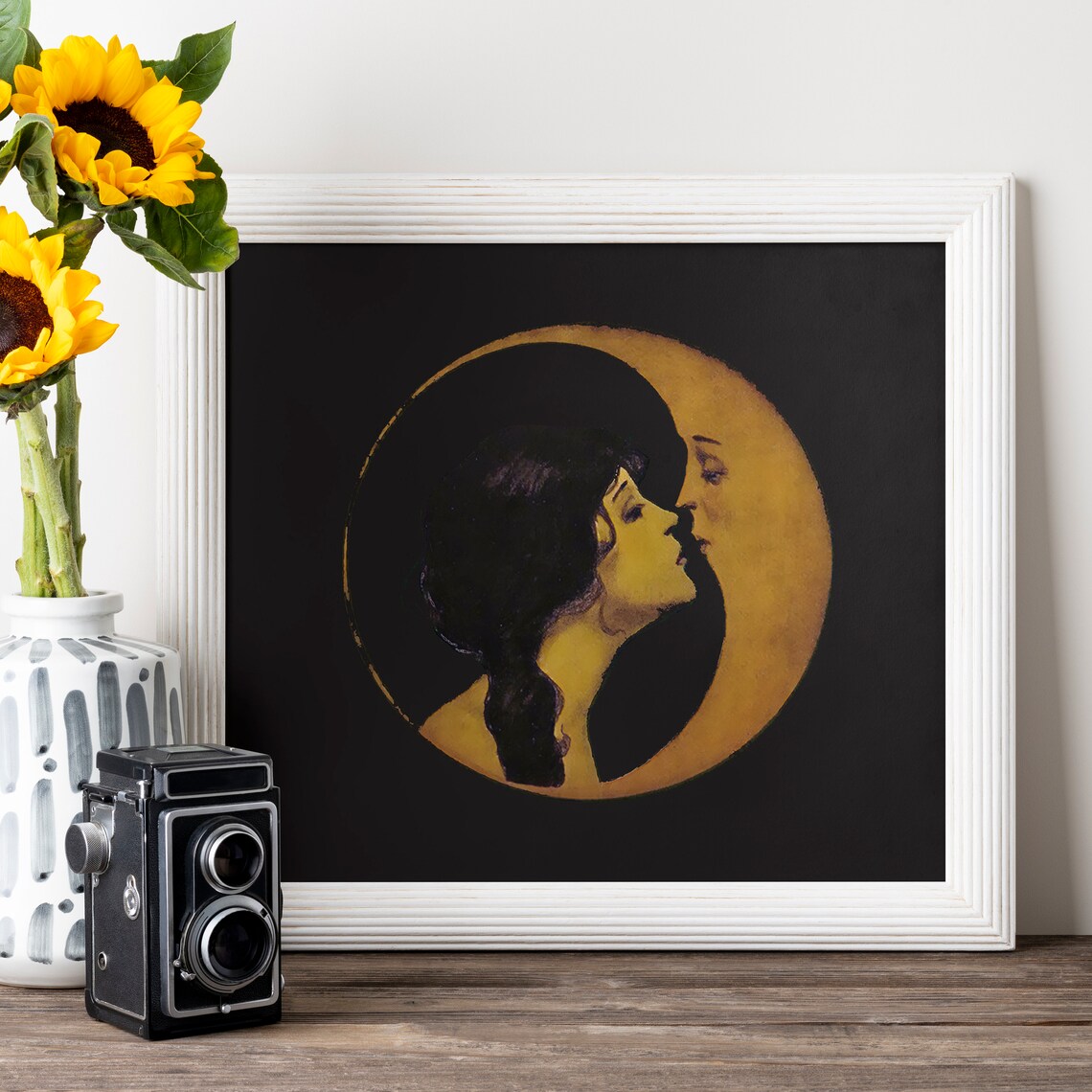 Woman Kissing Moon - Art Nouveau - Image 2