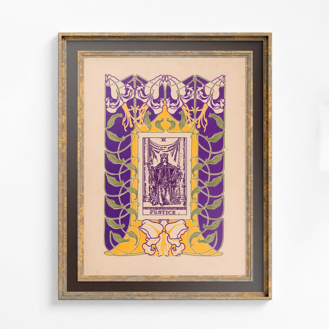 Justice Card Floral Nouveau Vintage Tarot Art Print - Image 2