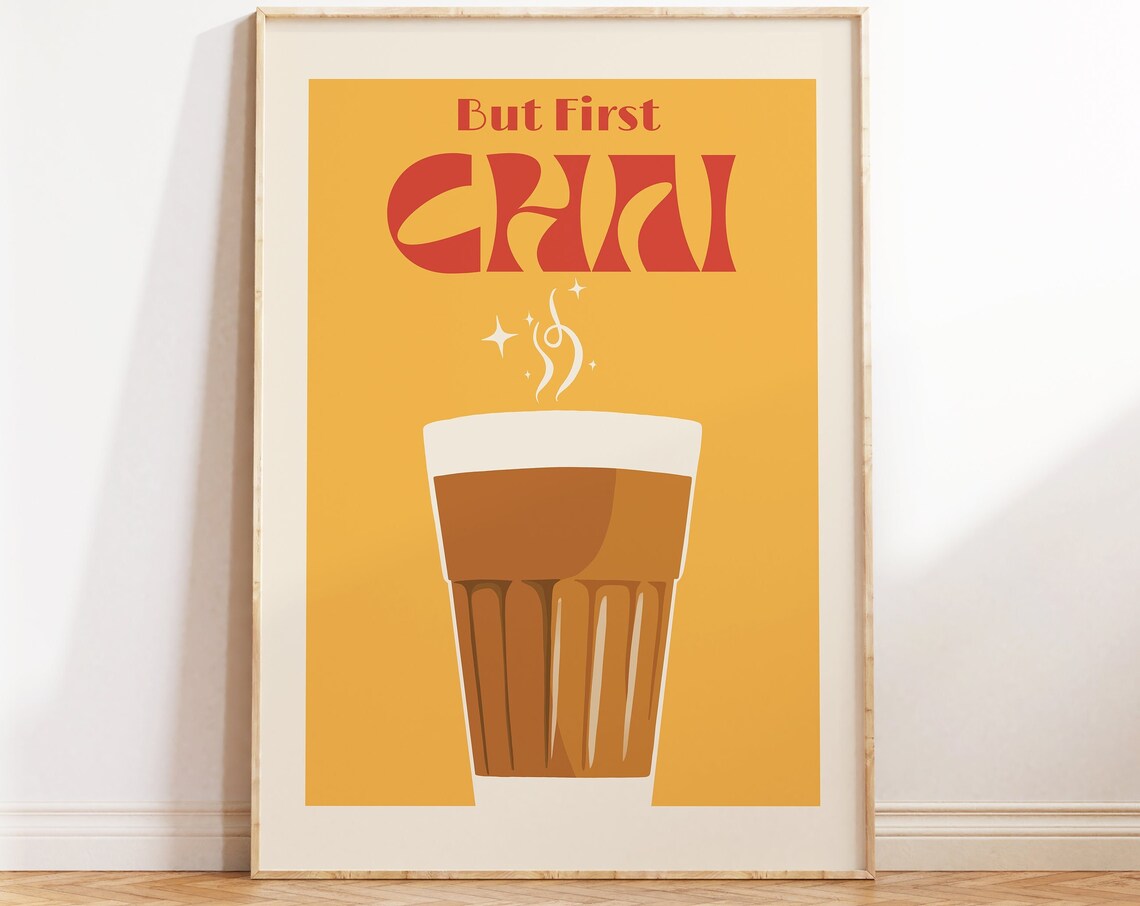 But First Chai Retro Vintage Typography Poster