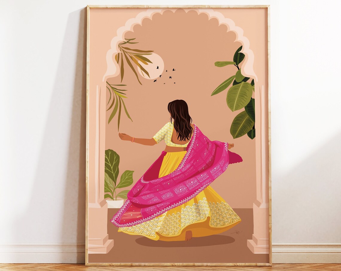 Indian Desi Art Print, South Indian Tamil Girl