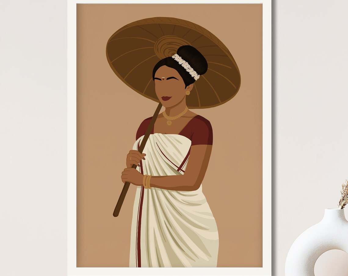 Kerala Woman Desi Art, South Indian Art Print