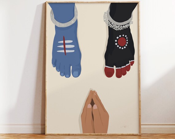 Kali and Shiva Dancing Feet, Indian Art Print