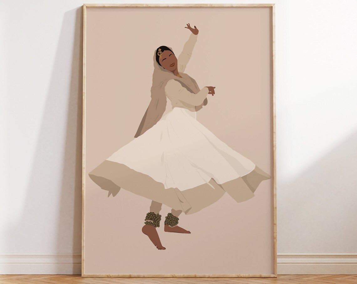 Sufi Kathak Dancer Poster, Indian Woman Art