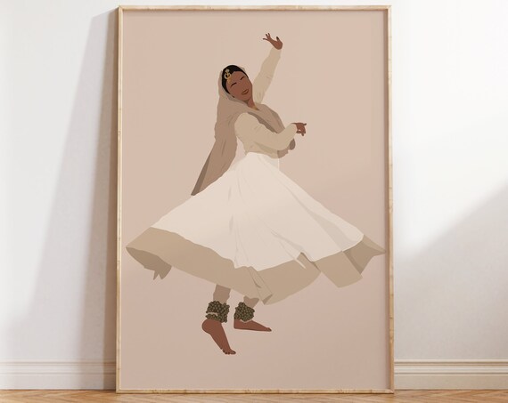 Sufi Kathak Dancer Poster, Indian Woman Art