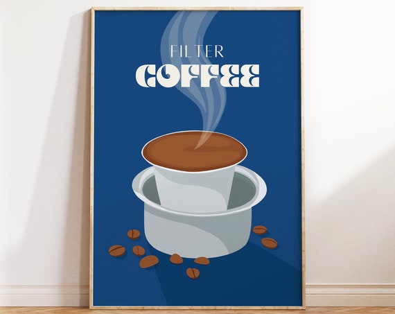 Filter Coffee Print Indian Wall Art Desi Art South Asian Art Kitchen Dining Indian Restaurant Art Pop Art Retro Art Vintage Poster