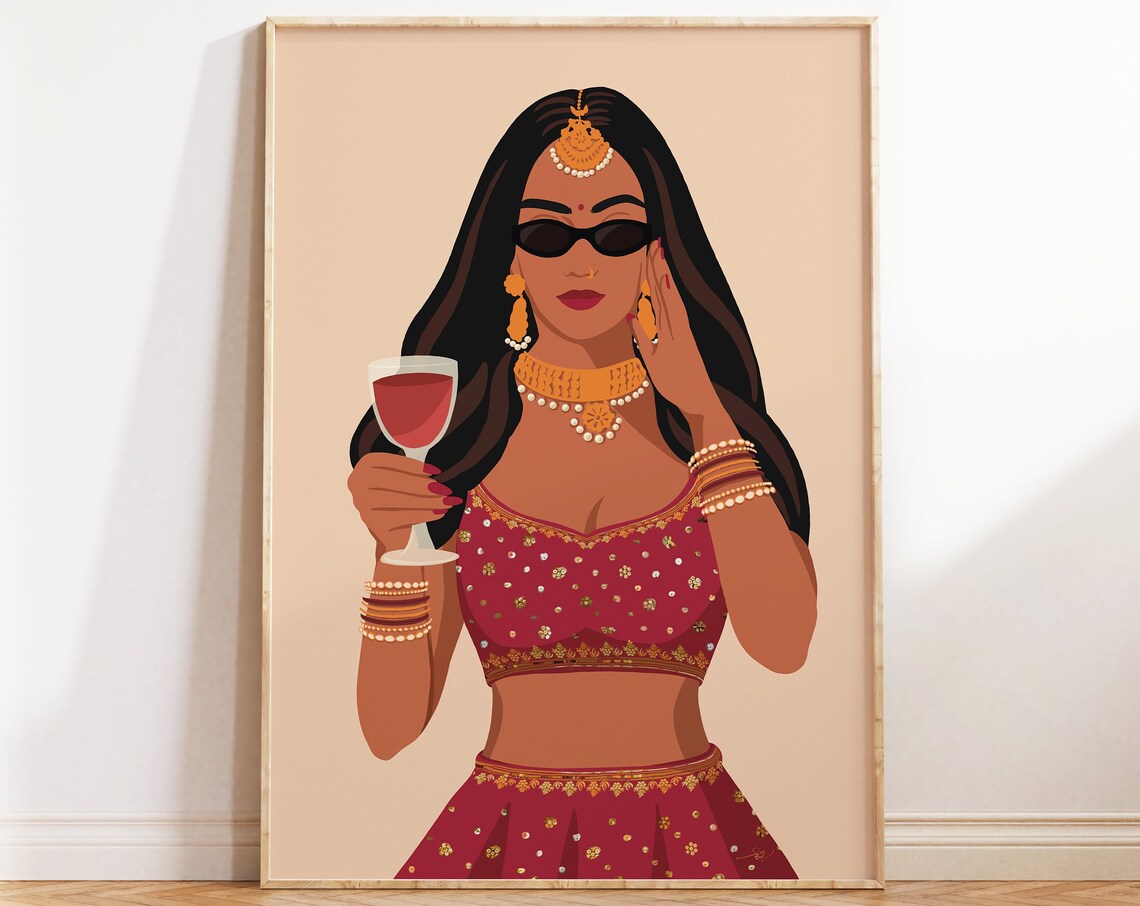 Modern Indian Woman Drinking Art Print