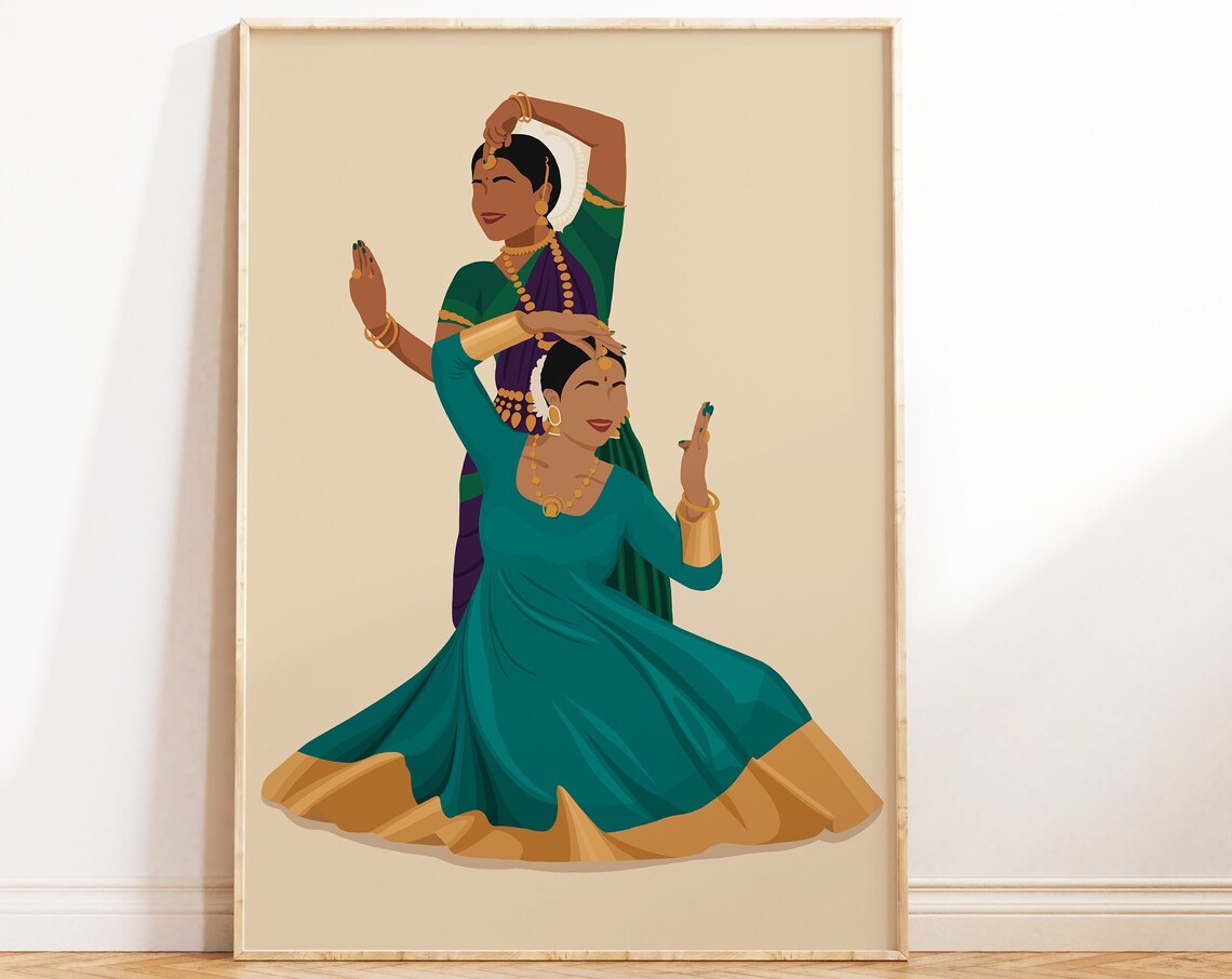 Odissi Kathak Jugalbandi Indian Dancers Art Print