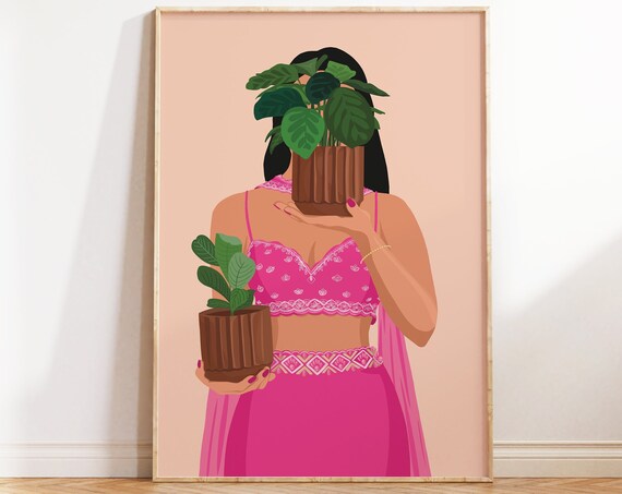 Desi Plant Mom Botanical Art for Plant Lovers
