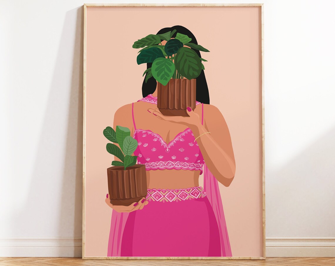 Desi Plant Mom Botanical Art for Plant Lovers