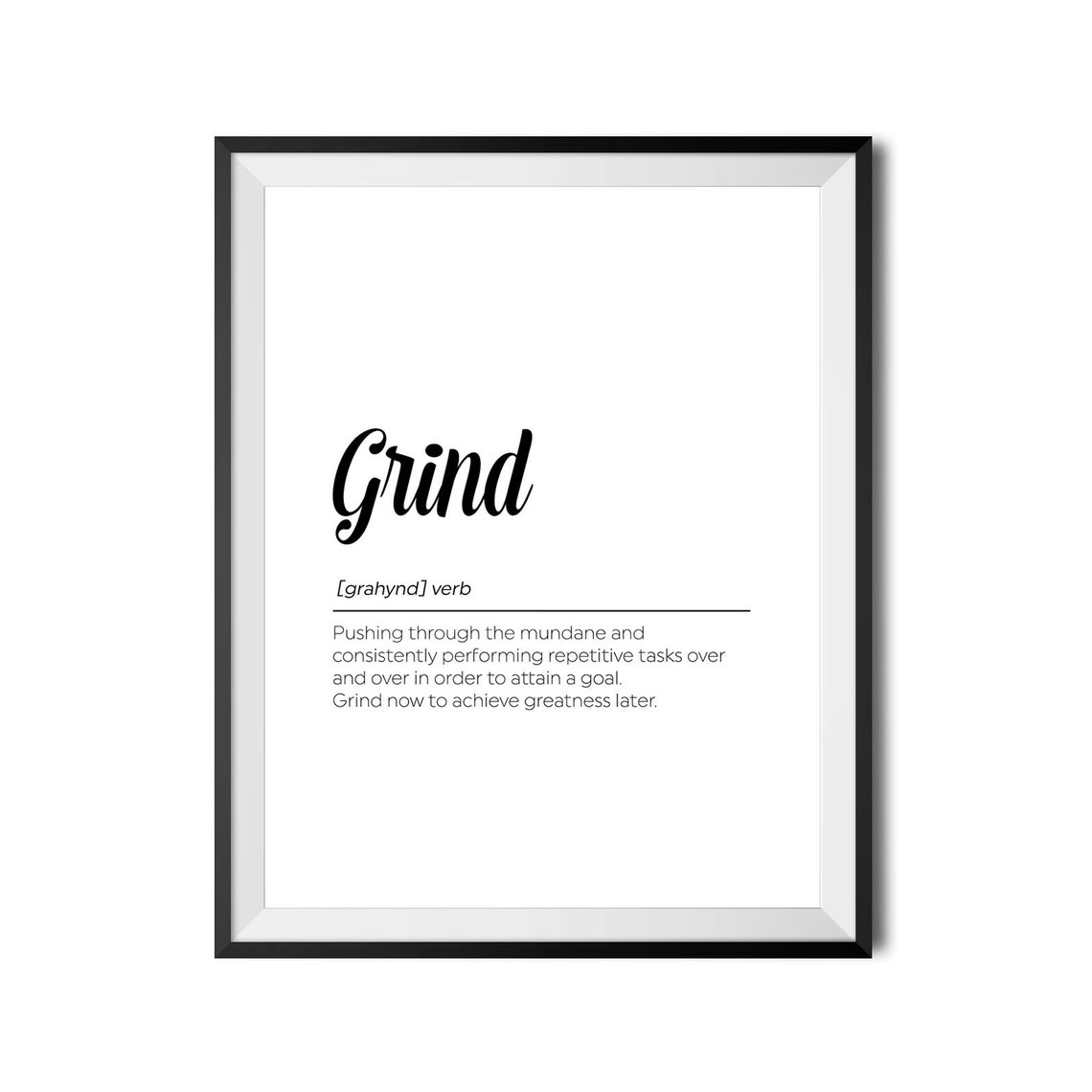 Grind Definition Dictionary Entry Motivational Script Office Poster - Image 3