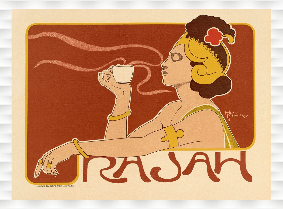 Rajah Henri Meunier 1899 Art Nouveau Coffee Woman Drinking Poster