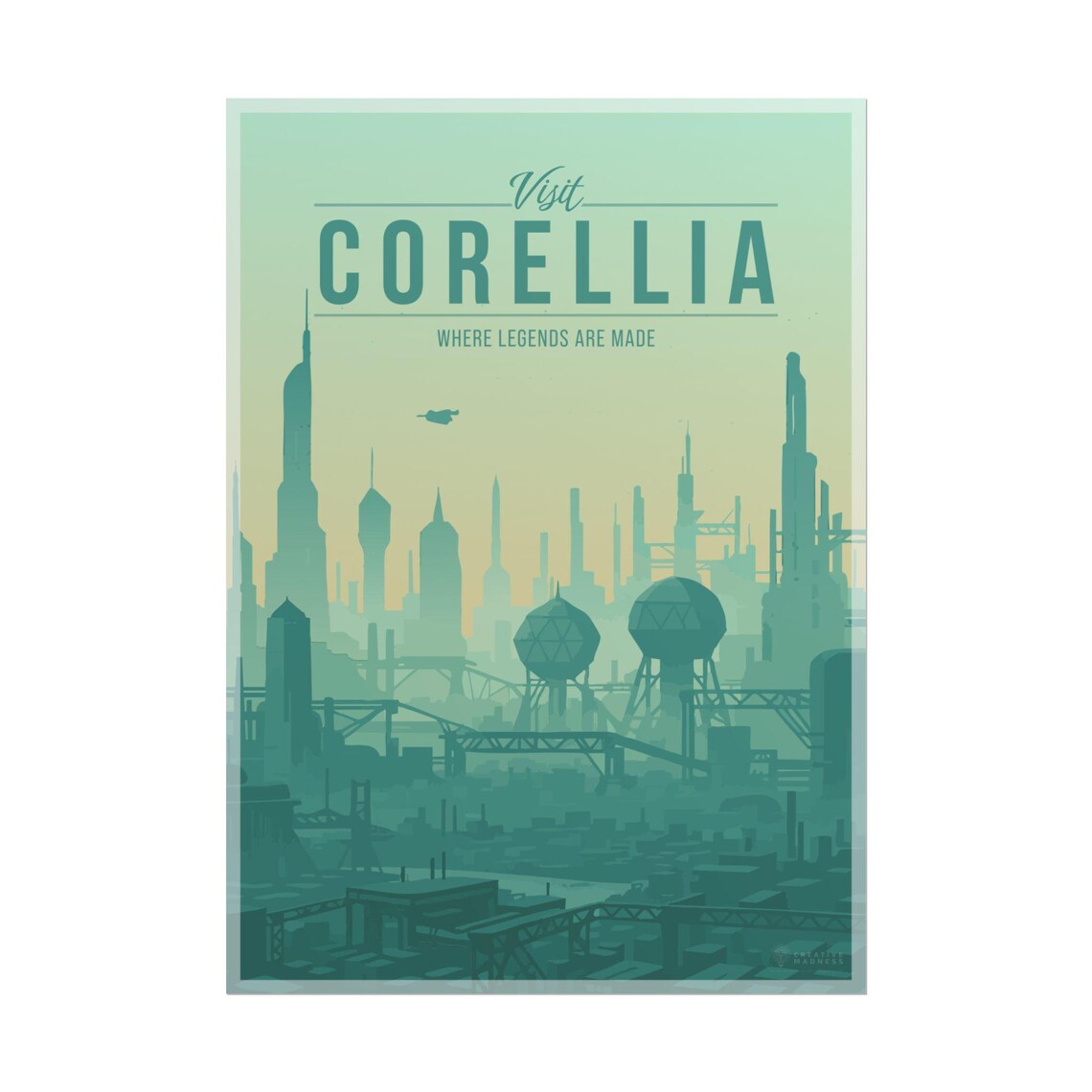 Corellia Galactic Travel Poster, Scenic Sci-Fi Art