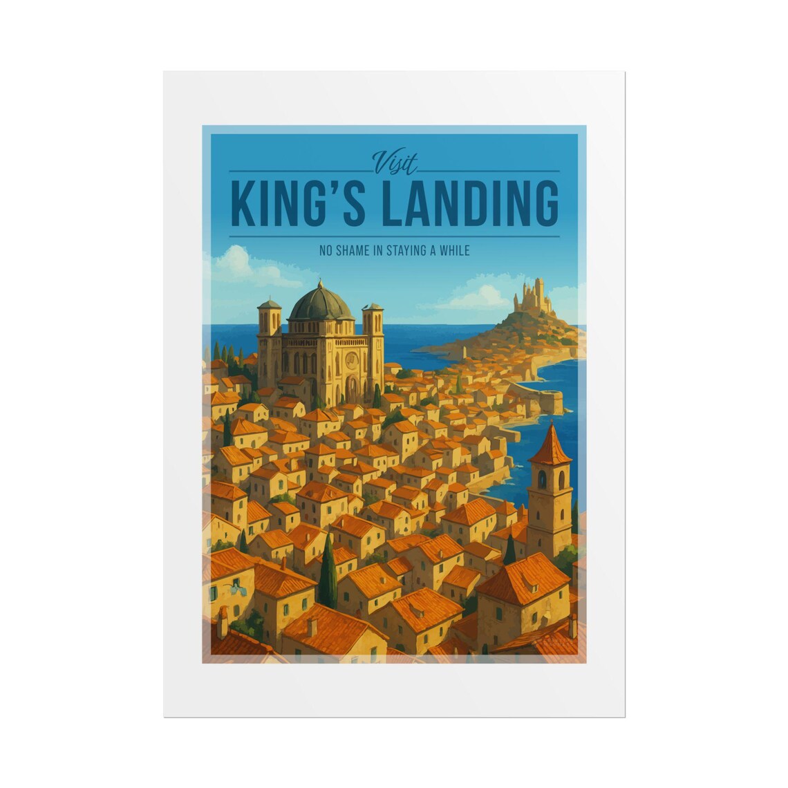 Visit Kings Landing Terracotta Coastal City Fantasy Travel Poster