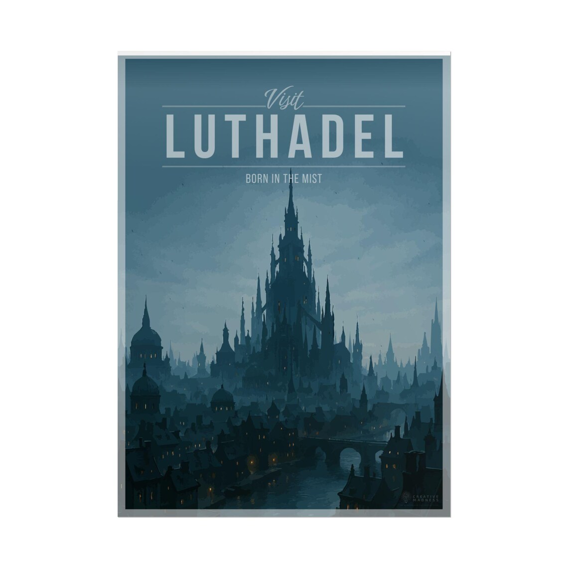 Mistborn Luthadel Misty Spired City Fantasy Book Travel Art Poster