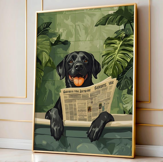 Bathroom Dog Print Funny Posters In Bathtub Wall Decor Room Art Poster Toilet