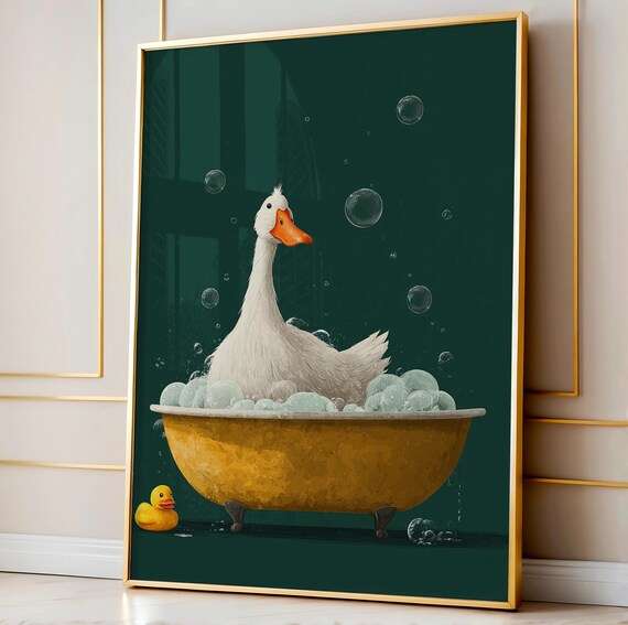 Silly Goose Bathtub Art, Funny Bathroom Wall Decor