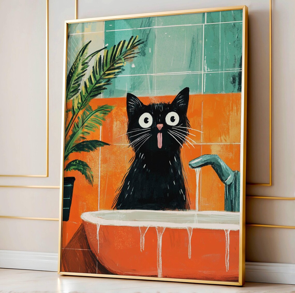 Dry Your Paws Cat Bathroom Poster, Funny Wall Art