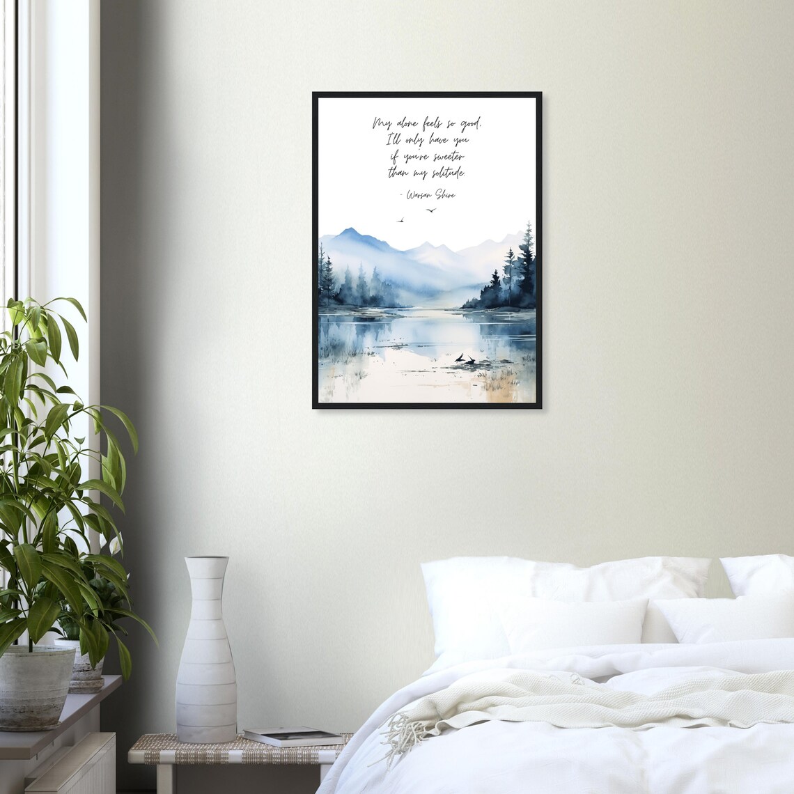 Warsan Shire My Alone Feels So Good Quote Misty Mountain Lake Poster - Image 2