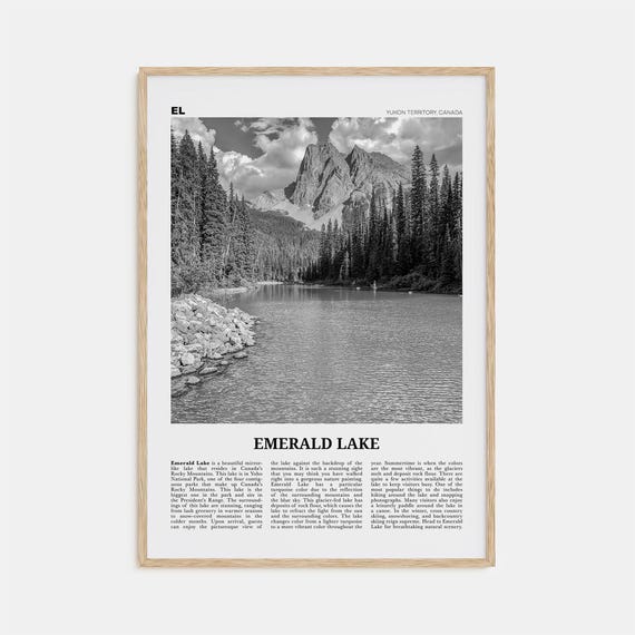 Emerald Lake Print Black And White Emerald Lake Wall Art Emerald Lake Poster Emerald Lake Photo Emerald Dcor Yukon Territory Canada
