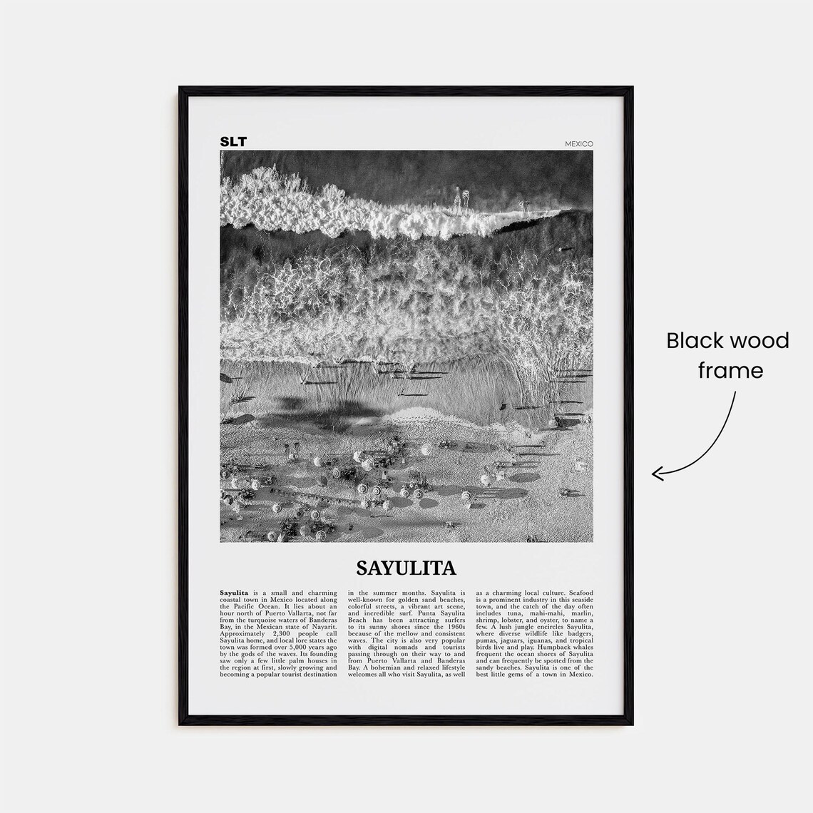 Sayulita Mexico Black And White Travel Poster - Image 3