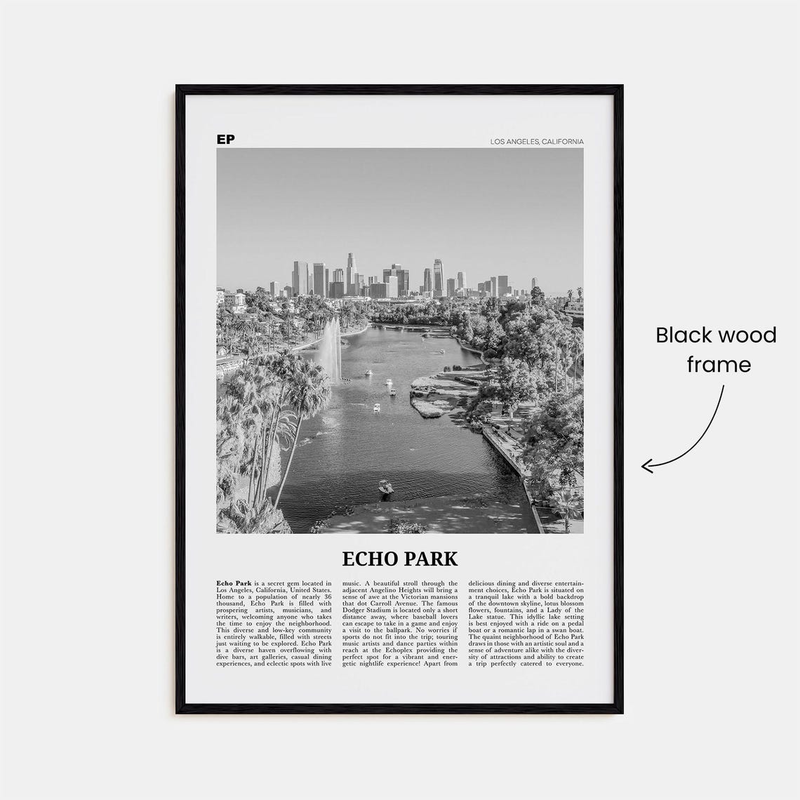 Echo Park Black and White Travel Poster, Los Angeles - Image 3