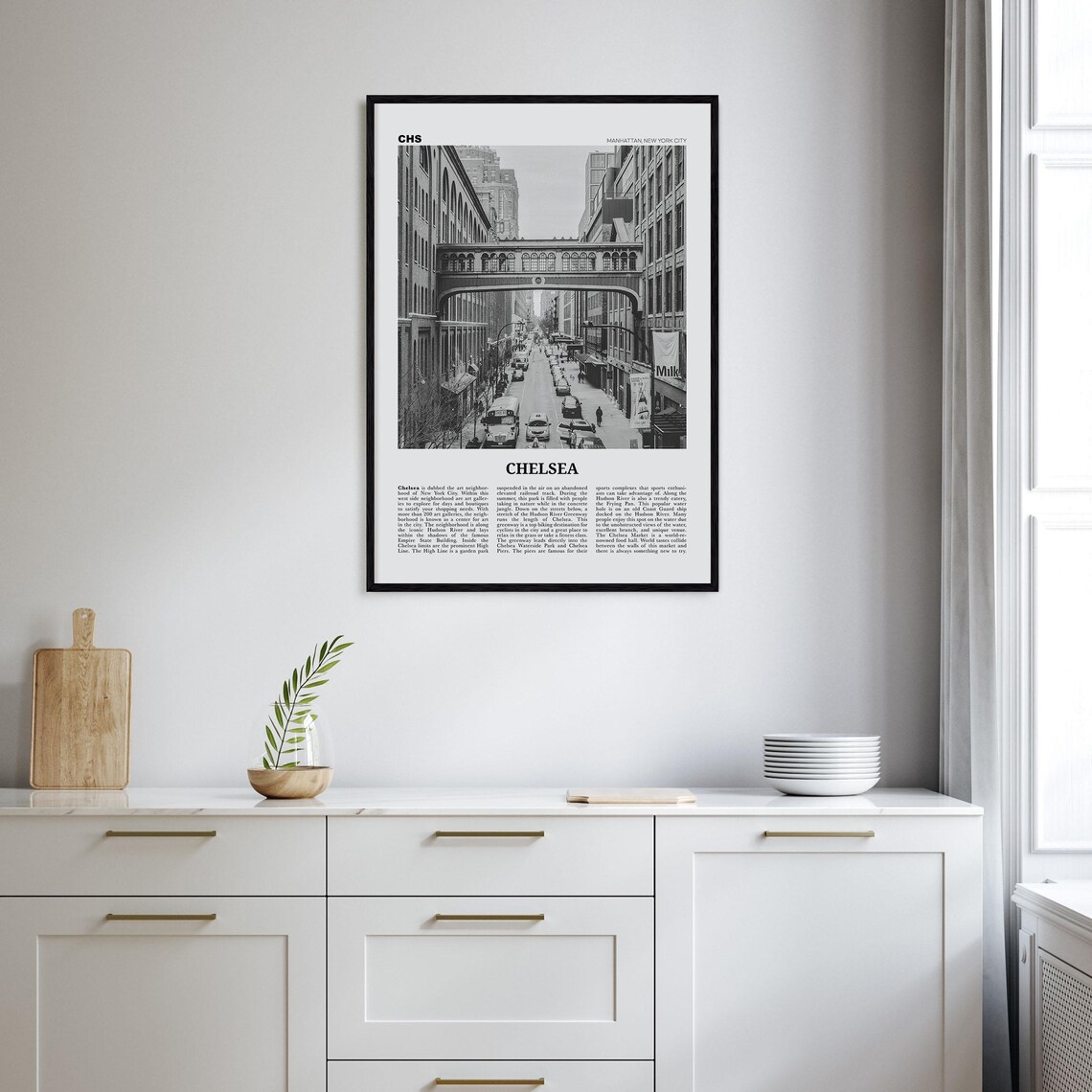 Chelsea, New York Black and White Travel Poster Print - Image 2