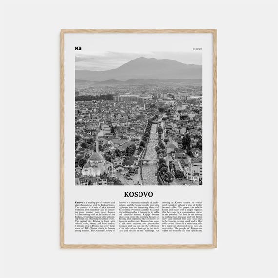 Kosovo Black And White Travel Poster, Wall Art Print
