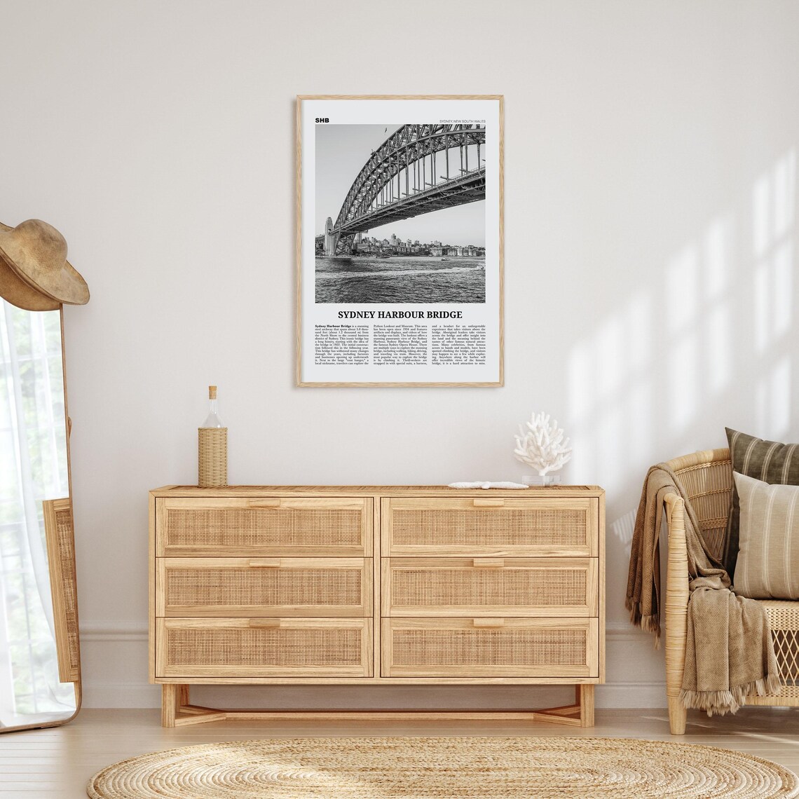 Sydney Harbour Bridge Black and White Art Print - Image 4