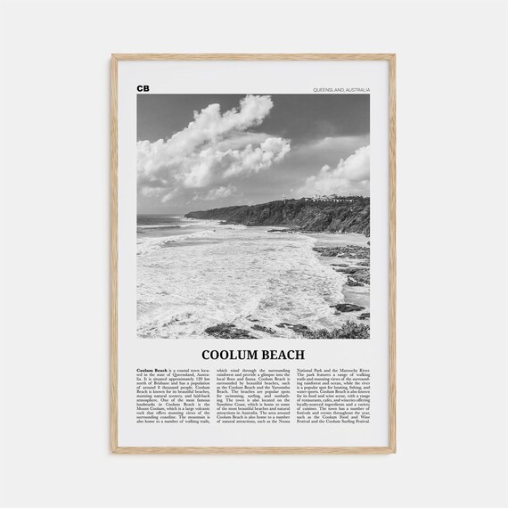 Coolum Beach Black And White Travel Poster