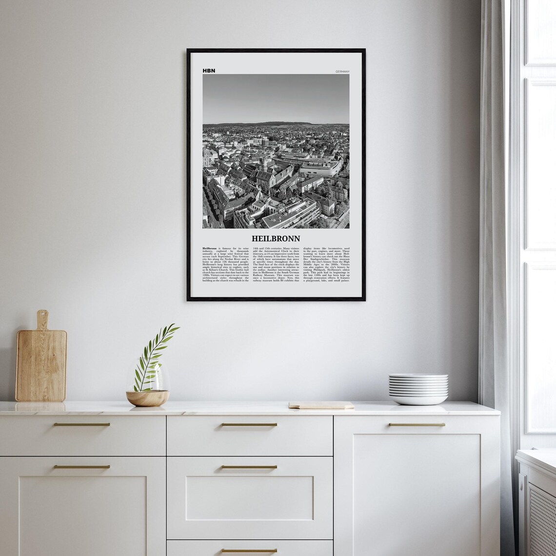 Heilbronn Black And White Travel Poster, Germany - Image 2