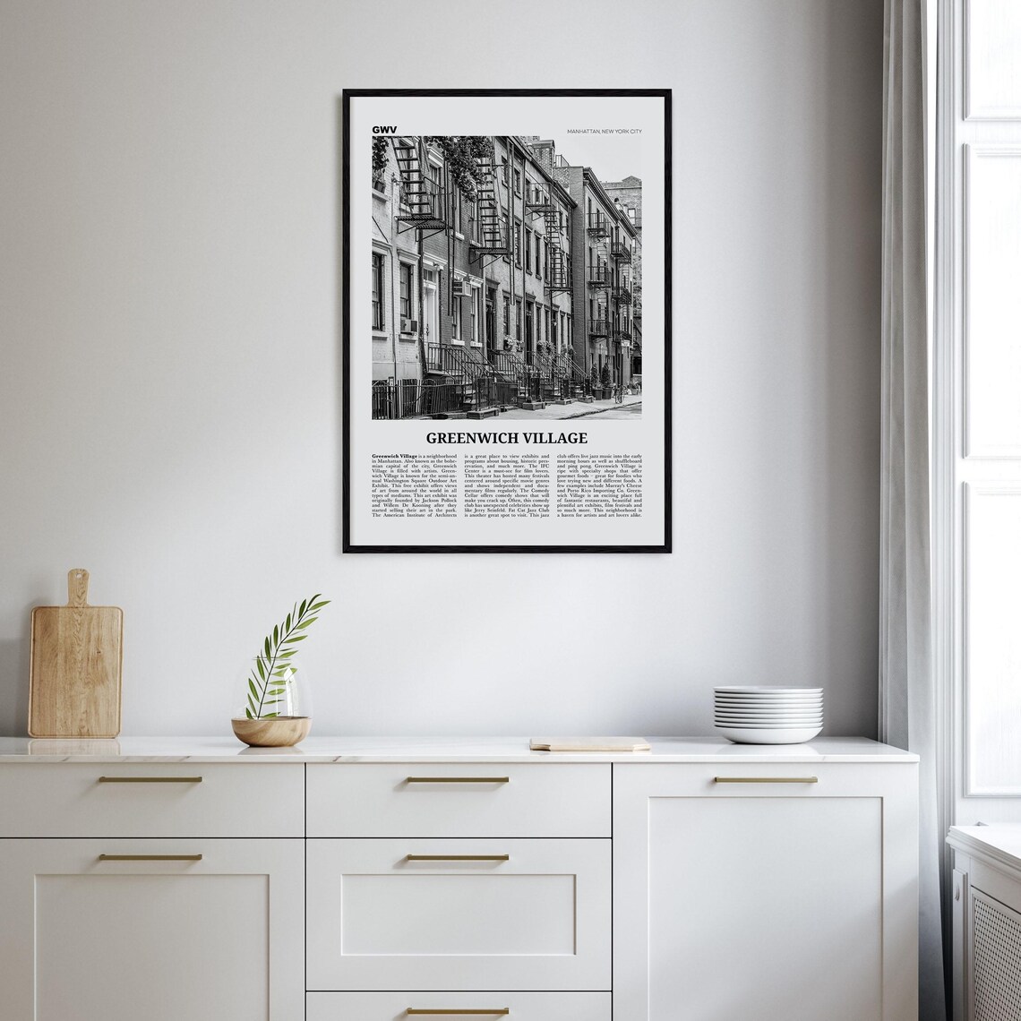 Greenwich Village Black and White Travel Poster - Image 2
