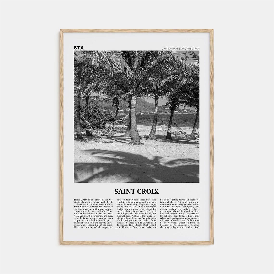 Saint Croix Black and White Travel Poster