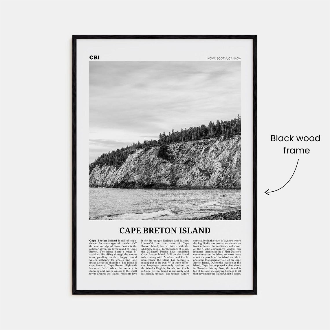 Cape Breton Island Black And White Art Print - Image 3