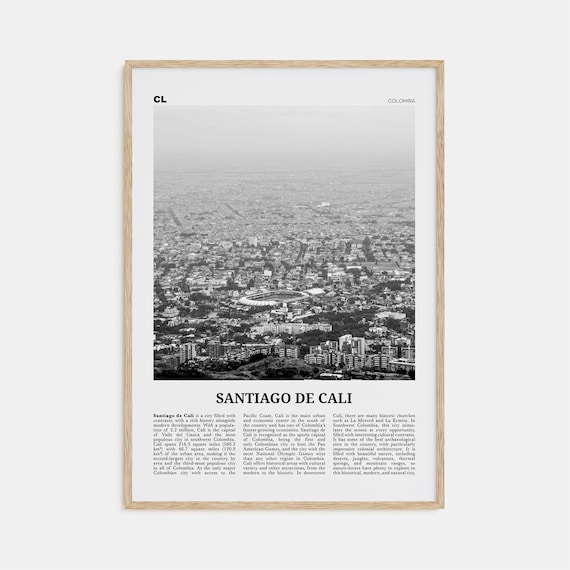 Santiago De Cali Black And White Travel Poster