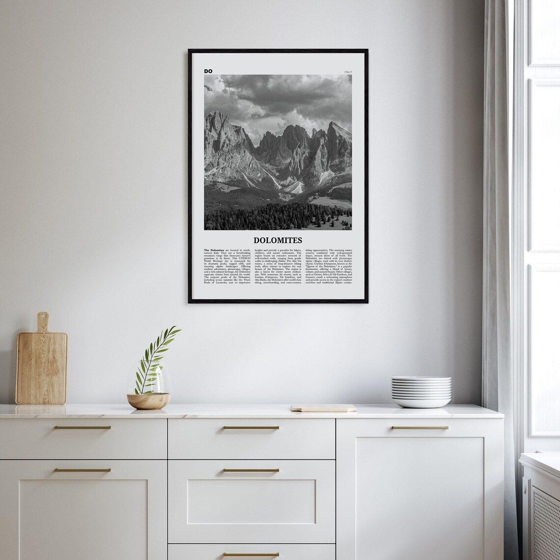 Dolomites Black And White Travel Poster, Italy - Image 2
