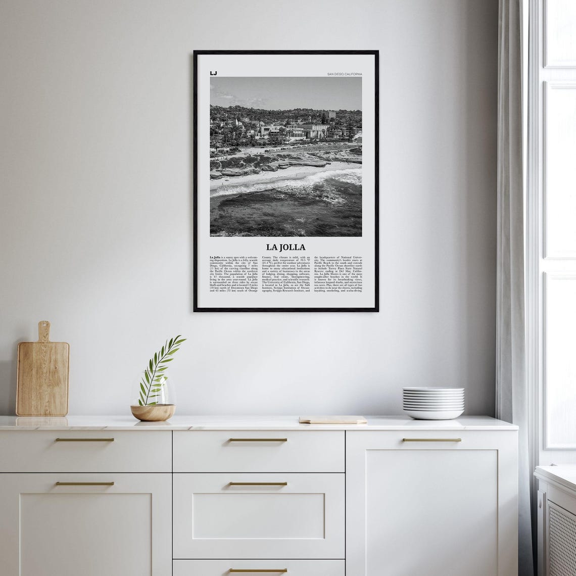 La Jolla Black and White Travel Poster, San Diego - Image 2