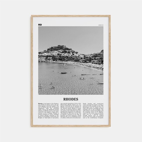 Rhodes Black And White Travel Poster, Greece