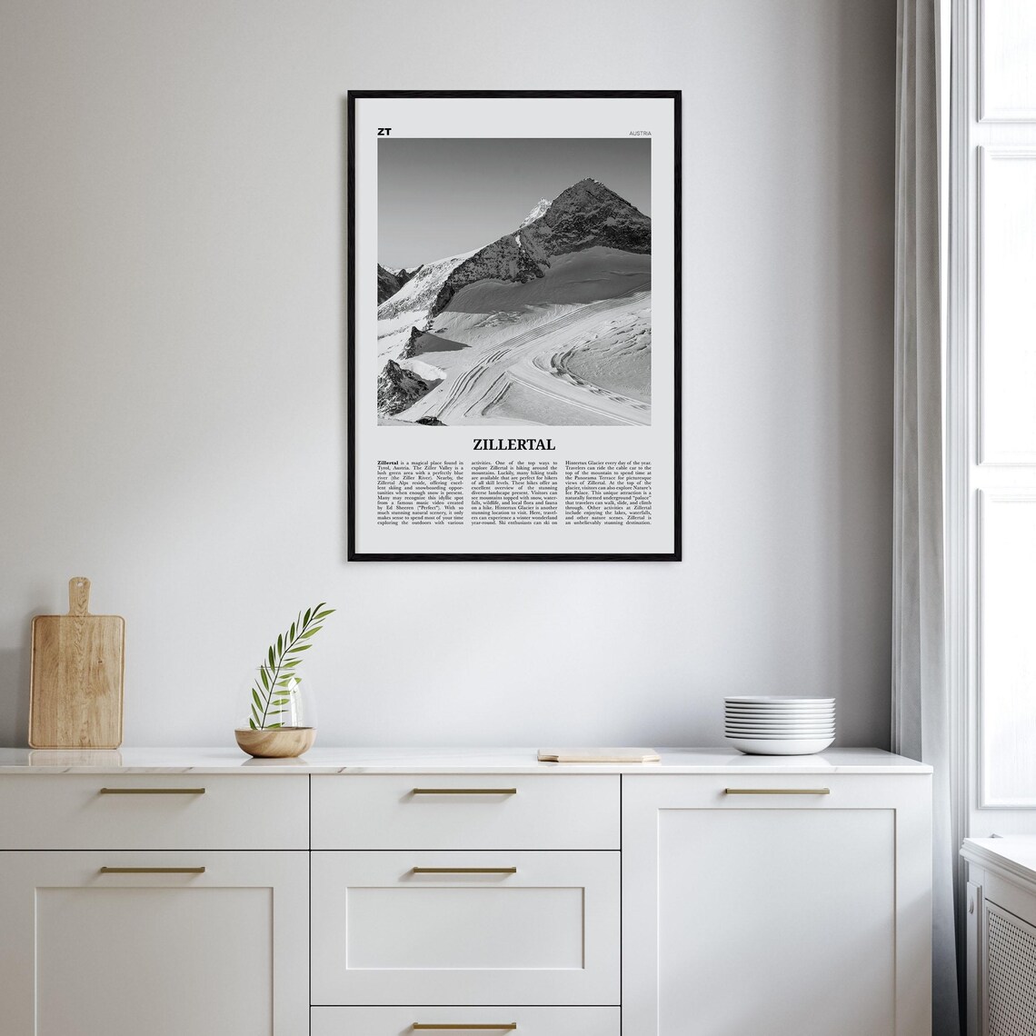 Zillertal Black and White Travel Poster, Austria - Image 2
