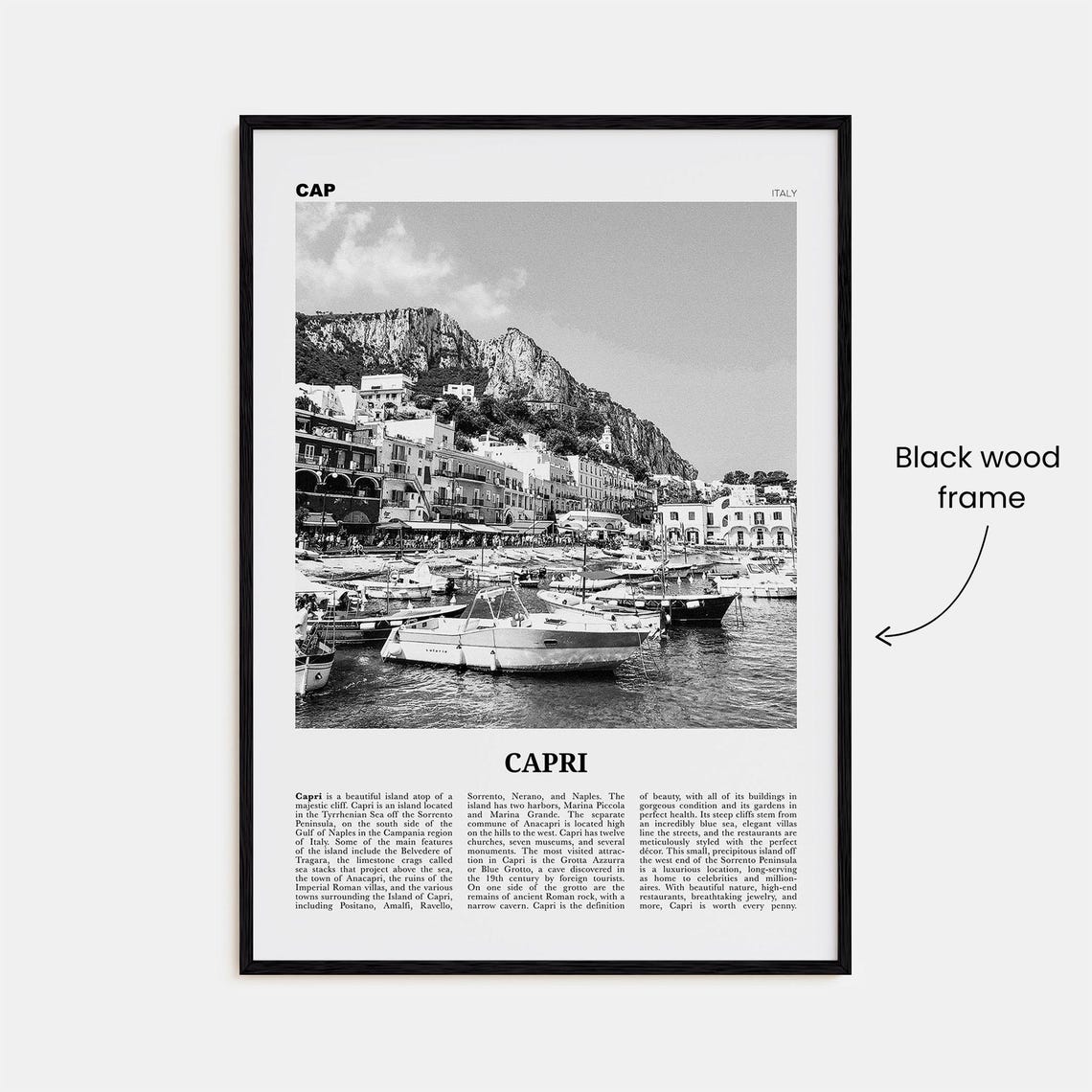 Capri Black And White Travel Poster, Italy Photo - Image 3