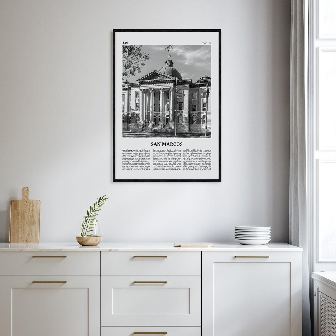 San Marcos Black and White Map Art Print No. 1 - Image 2