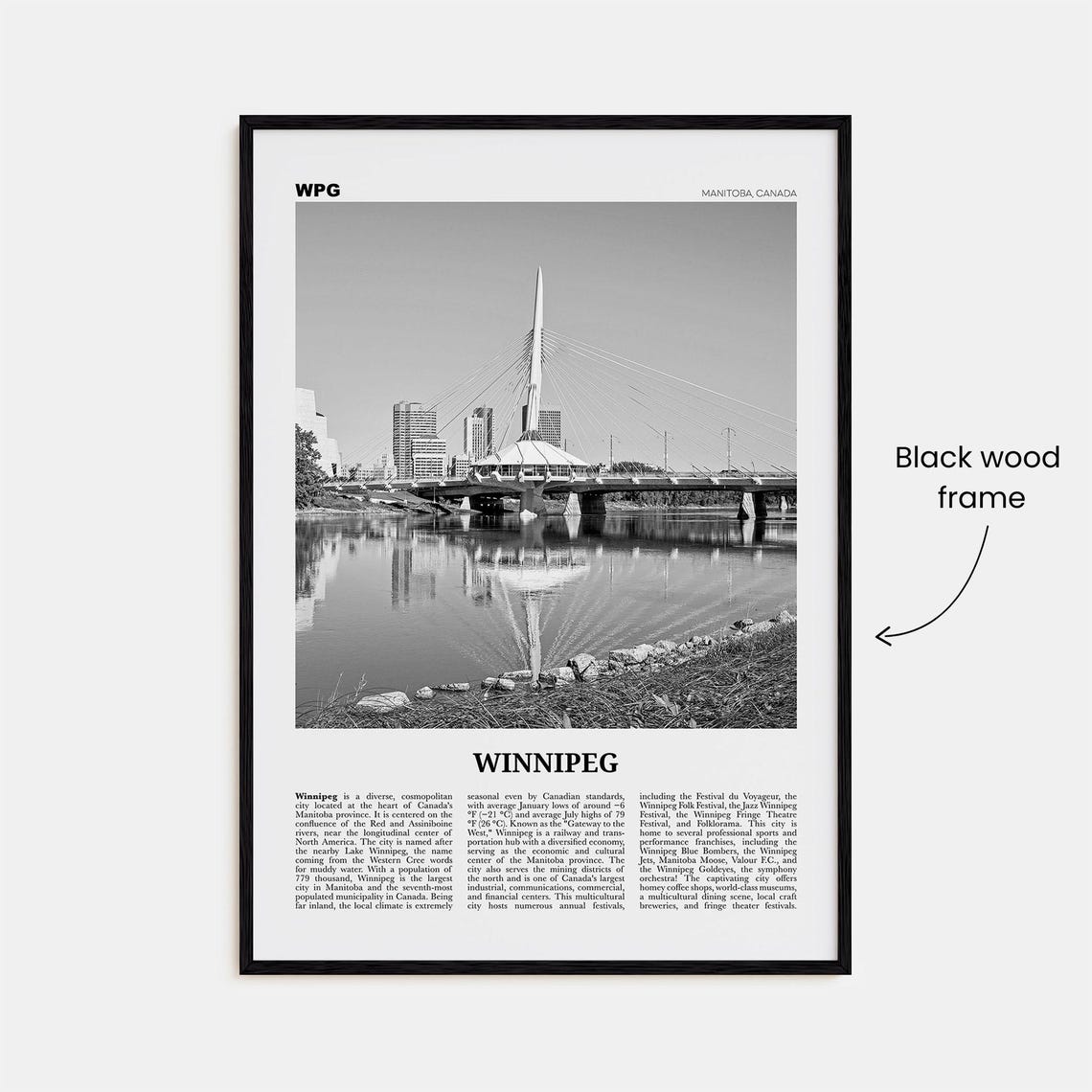 Winnipeg Black And White Travel Poster, Manitoba - Image 3