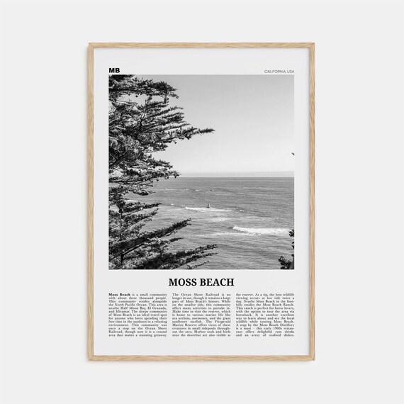 Moss Beach Black and White Travel Poster, California
