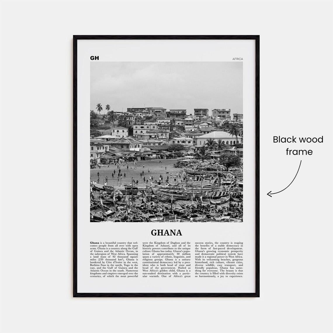 Ghana Black and White Art Print, Accra Africa - Image 3