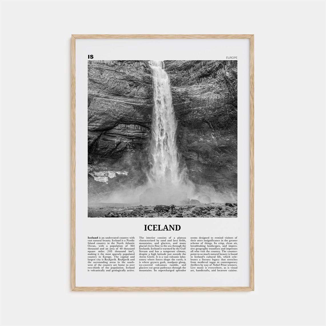 Iceland Black and White No. 1 Europe Travel Poster