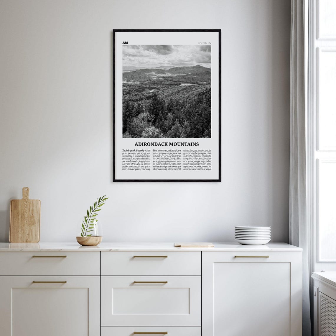 Adirondack Mountains Black and White Travel Poster - Image 2