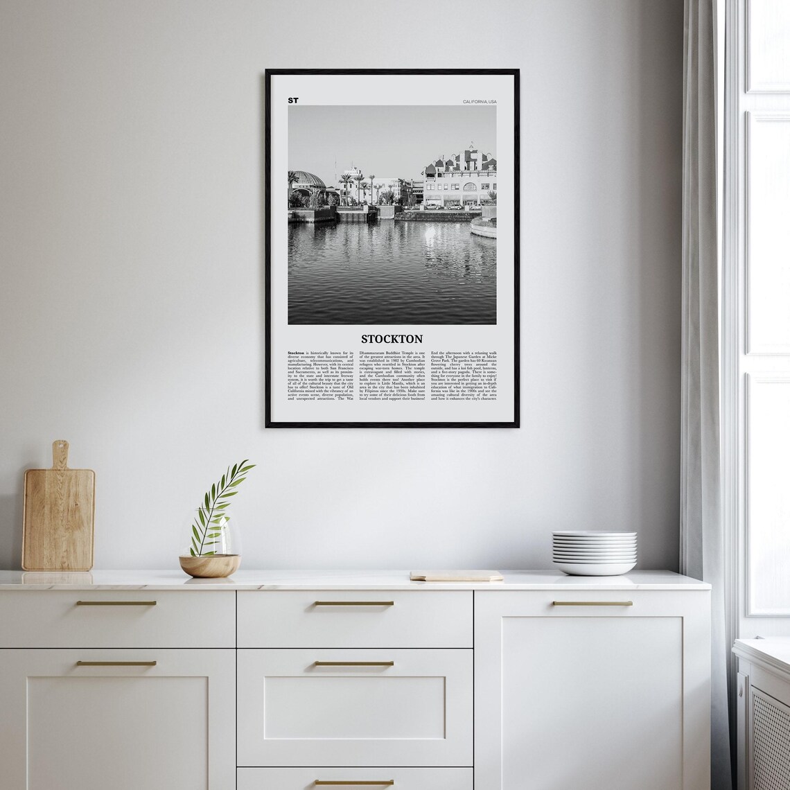 Stockton, California Black and White Travel Poster - Image 2